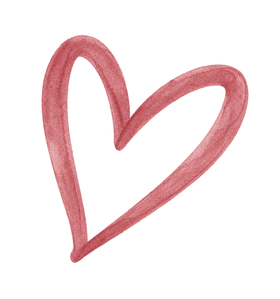 Trazo de un corazón rosa en acuarela en formato vertical.